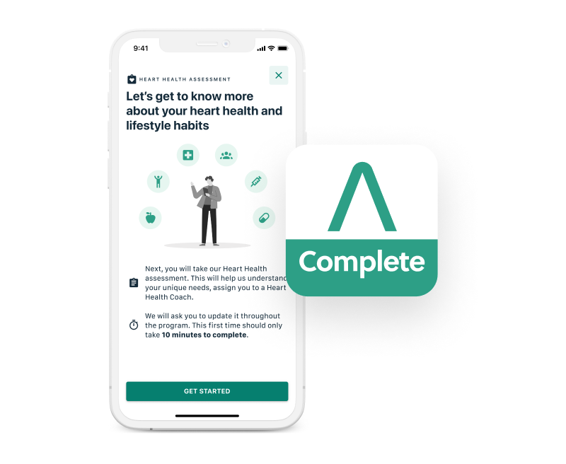A mobile phone displaying the KardiaComplete mobile app